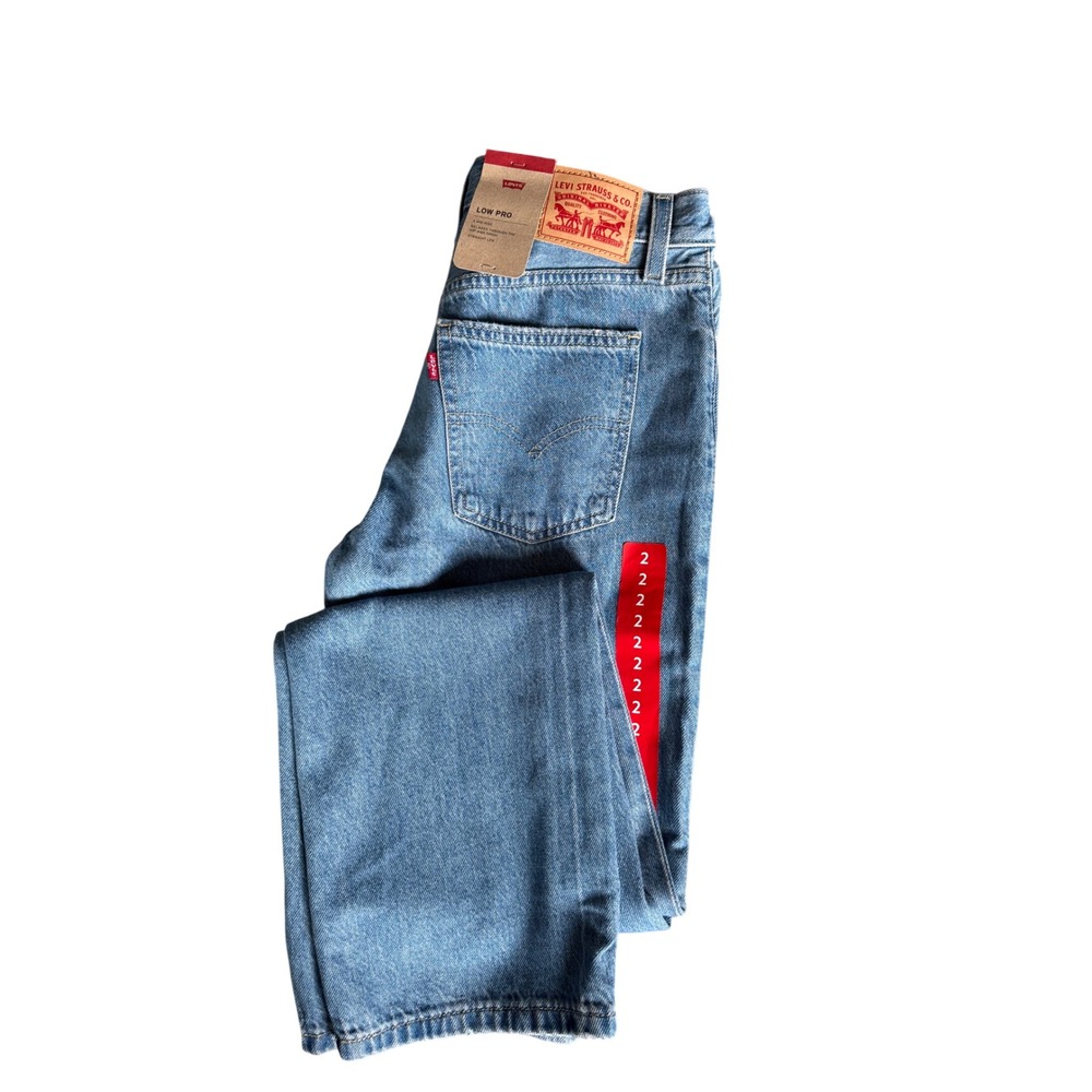Levis Low Pro Jeans Womens 2 Light Wash Blue Straight Leg Mid Rise Denim NEW